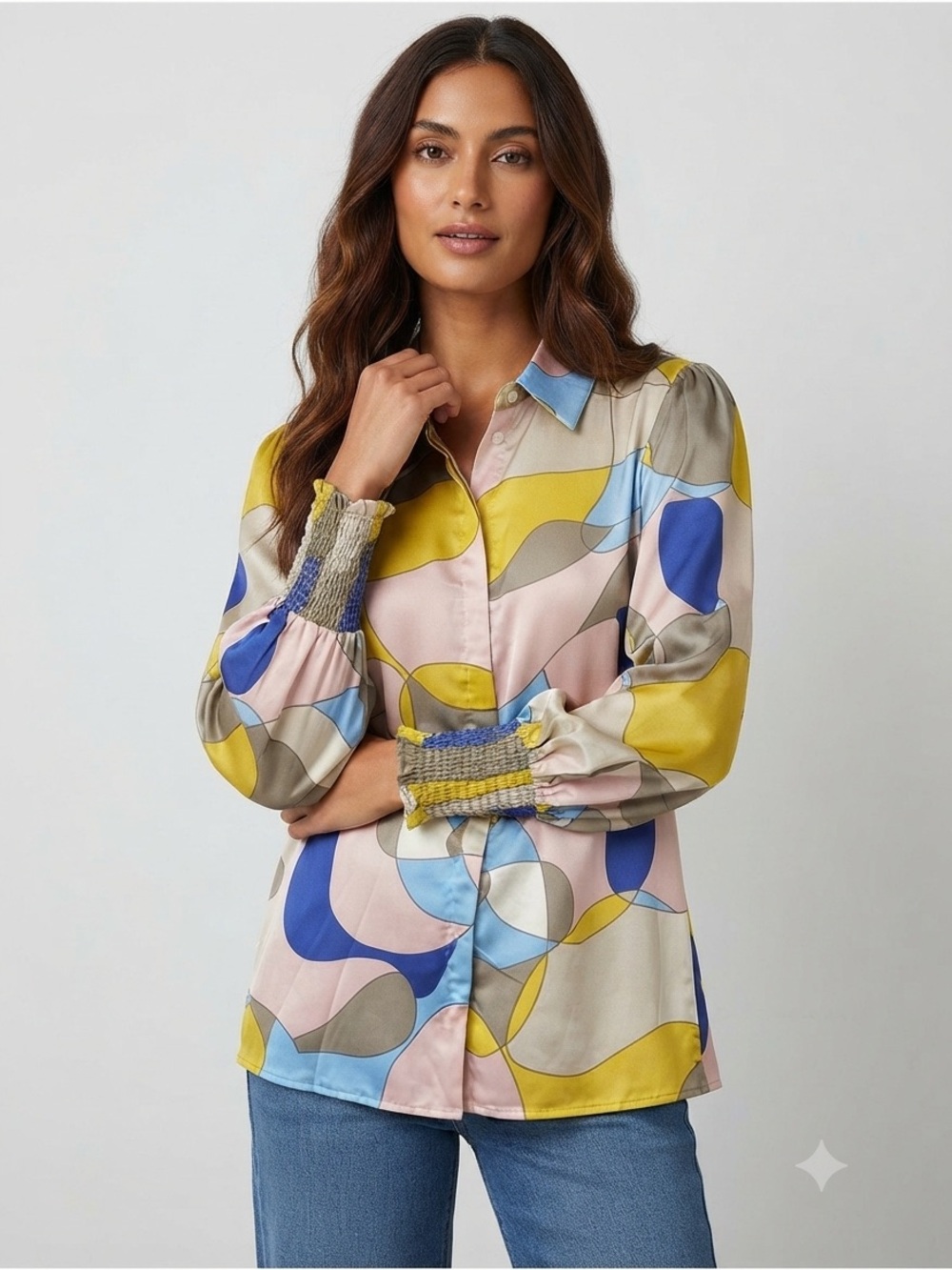 🆕 First Love BY Lovelyn MULTI WOVEN SILK DESIGN BLOUSE